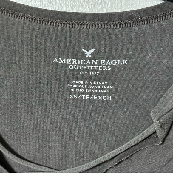 American Eagle Women Casual Gray/Black Top Size‎ XS - Picture 3 of 7